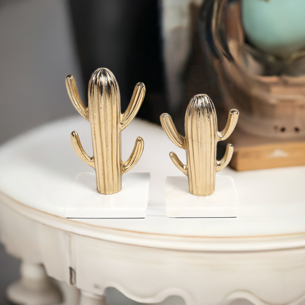 Gold Metallic Cactus Sculptures