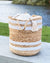 Artisan Handwoven Jute Storage Basket with White Stripes