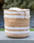 Artisan Handwoven Jute Storage Basket with White Stripes