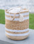 Artisan Handwoven Jute Storage Basket with White Stripes