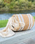Artisan Handwoven Jute Storage Basket with White Stripes