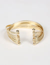 Brass Gold Tone Multi Lines Band Elegant Cuff Bracelet