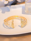 Brass Gold Tone Multi Lines Band Elegant Cuff Bracelet