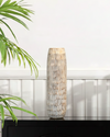 Brown Tall Resin Floor Vase Handcrafted Albasia Wood, Modern Boho Style Home Decor