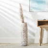 Brown Tall Resin Floor Vase Handcrafted Albasia Wood, Modern Boho Style Home Decor