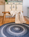 Concentric Grayscale Round Cotton Rug - 112cm