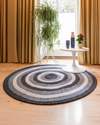 Concentric Grayscale Round Cotton Rug - 112cm