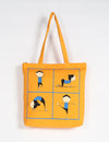 Cute Yoga Pose Printed Solid Tote Bag - Yellow