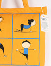 Cute Yoga Pose Printed Solid Tote Bag - Yellow