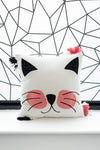Embroidered Kitty Tasselled Cotton Cushion Cover
