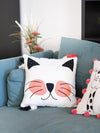 Embroidered Kitty Tasselled Cotton Cushion Cover