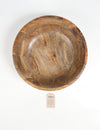 Enamelled Black and White Floral Motif Wooden Bowl