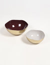 Enamelled Iron Brown & Ivory Bowls (Set of 2)