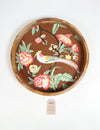 Enamelled Mango Wood Floral Bird Design Round Tray