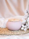 French Cut Roses Wax Candle Jar with Wood Lid