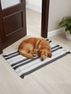 Grayscale Handwoven Striped Cotton Door Mat - 89x61cm