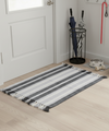 Grayscale Handwoven Striped Cotton Door Mat - 89x61cm