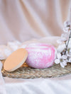Hand-Poured French Cut Roses Calming Candle - Marbled Concrete Jar with Lid