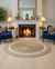 Hand Block Printed White Rings Jute Rug - 155cm