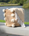 Hand Braided Pom-pom Jute Storage Basket - Beige