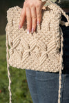 Hand Knotted Macrame Drawstring Women's Shoulder Bag