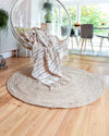 Hand Woven Jute & Discarded Fabric Beige Classic Spiral Rug - 122cm