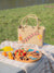 Hand Woven Kauna Grass Floral Square Basket - Shopping & Beach Basket