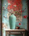 Handcrafted Mint Blue Glazed Terracotta Pottery Vase - Large
