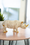 Golden-Horned Rhino Table Accent, Vayu Earth, Handmade, Sustainable, Ethical
