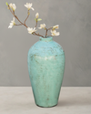 Handcrafted Mint Blue Glazed Terracotta Pottery Vase - Medium