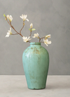Handcrafted Mint Blue Glazed Terracotta Pottery Vase - Small