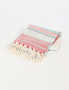 Vayu Earth, handmade, sustainable, ethical, home decor, home accents, artisan, beige throw, cotton throw, home accessories, home furnishing, home decor accessories, home decor items, cotton throw, throw with tassels, neutral throw, pastel home decor, knitted throw, accessories for the home, home décor and accessories, striped throw