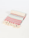 Vayu Earth, handmade, sustainable, ethical, home decor, home accents, artisan, beige throw, cotton throw, home accessories, home furnishing, home decor accessories, home decor items, cotton throw, throw with tassels, neutral throw, pastel home decor, knitted throw, accessories for the home, home décor and accessories, striped throw