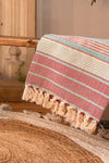 Vayu Earth, handmade, sustainable, ethical, home decor, home accents, artisan, beige throw, cotton throw, home accessories, home furnishing, home decor accessories, home decor items, cotton throw, throw with tassels, neutral throw, pastel home decor, knitted throw, accessories for the home, home décor and accessories, striped throw
