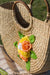 Handwoven Kauna Grass Bag with Floral 3D Design Women's Basket