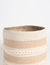 Handwoven Round Apricot Jute & Cotton Storage Basket