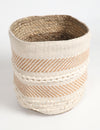 Handwoven Round Apricot Jute & Cotton Storage Basket
