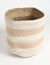 Handwoven Round Apricot Jute & Cotton Storage Basket