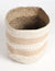 Handwoven Round Apricot Jute & Cotton Storage Basket