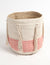 Handwoven Round Geometric Tasselled Storage Basket - Red & Beige