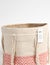 Handwoven Round Geometric Tasselled Storage Basket - Red & Beige