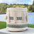 Woven basket with tassels and geometric patterns by a lake