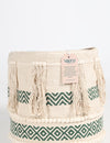 Handwoven Round Olive Cotton & Braided Jute Storage Basket