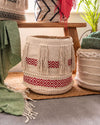 Handwoven Ruby Cotton & Braided Jute Basket