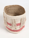 Handwoven Ruby Cotton & Braided Jute Basket
