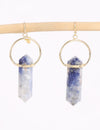 Natural Stone Blue Brass Earrings, Vayu Earth, Handmade, Sustainable, Ethical