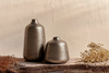 Ribbed Lacquered Antique Aluminium Flower Vases (Set of 2)