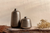 Ribbed Lacquered Antique Aluminium Flower Vases (Set of 2)