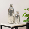 Textured Mercury Silver Glass Flower Vases (Set of 2)