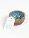 Vayu Earth, handmade, artisan, home decor, home accessories, home accents, sustainable, ethical, kitchen and dining, kitchen accessories, serveware, kitchen ideas, homewares decor, kitchen accessories, accessories for the home, kitchen accessories, wood bowl, tropical leaves, mango wood bowl, turned wood, bowl wooden, wood craftsmanship, turned wood bowl, handmade wooden bowl, teal bowl, teal decor